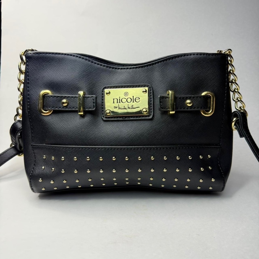 Nicole Black Crossbody Bag with Gold Accents